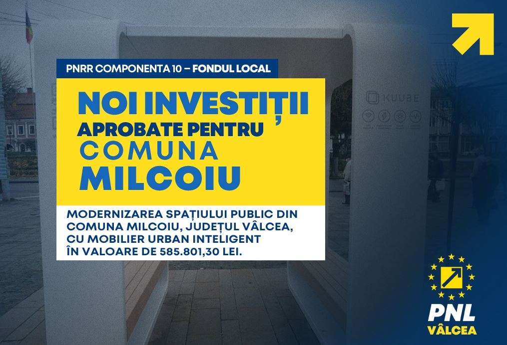 comuna Milcoiu investiții din fonduri PNRR în Vâlcea