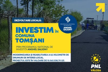 Vâlcea edilul liberal Andrei Nicolae a obținut finanțare peste 10,5 mil. lei pentru modernizarea și reabilitarea a 8,5 kilometri de drumuri din localitatea Tomșani