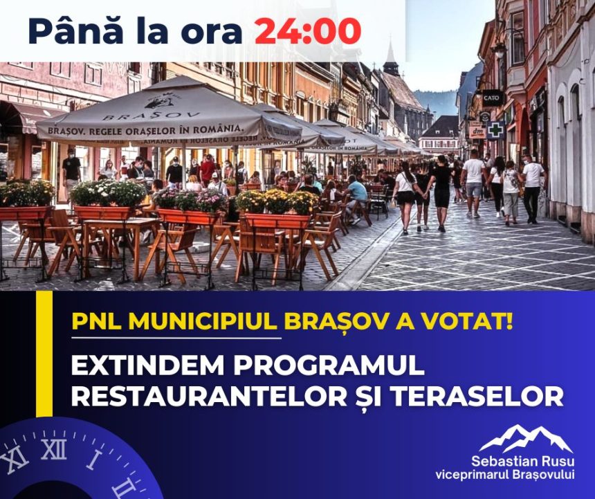 Brașov: Viceprimarul Sebastian Rusu anunță extinderea programului restaurantelor și teraselor din zona istorică