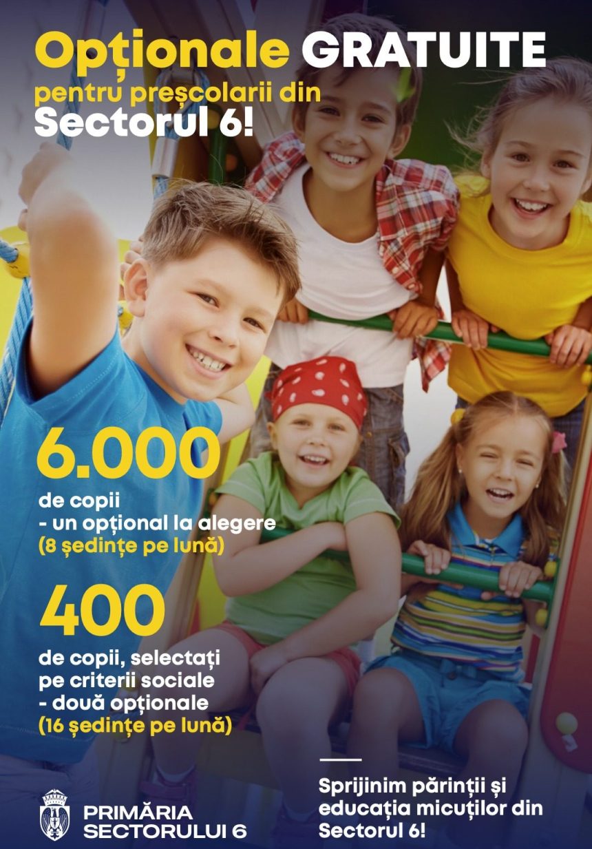 București: Primăria Sectorului 6 susține financiar cursurile pentru 6.400 de preșcolari