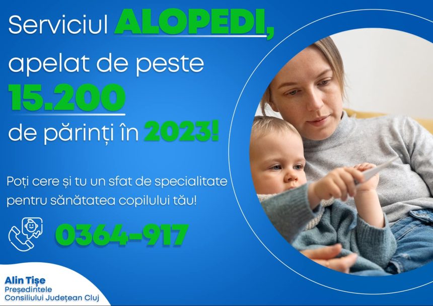 Președintele CJ Cluj Alin Tișe: Serviciul ALOPEDI a fost apelat de peste 15.200 de părinți în 2023
