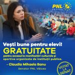 Senatorul Claudia Mihaela Banu Gratuitate pentru accesul elevilor la manifestări culturale și sportive ale instituțiilor publice